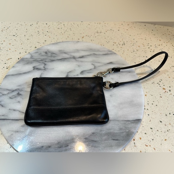 Coach Black Leather Wallet Wristlet Bag‎ - Picture 3 of 6